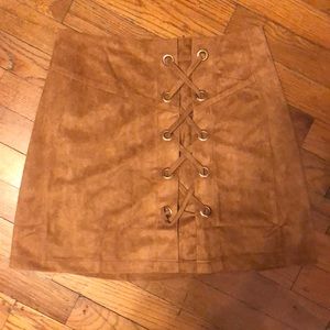Brown suede skirt